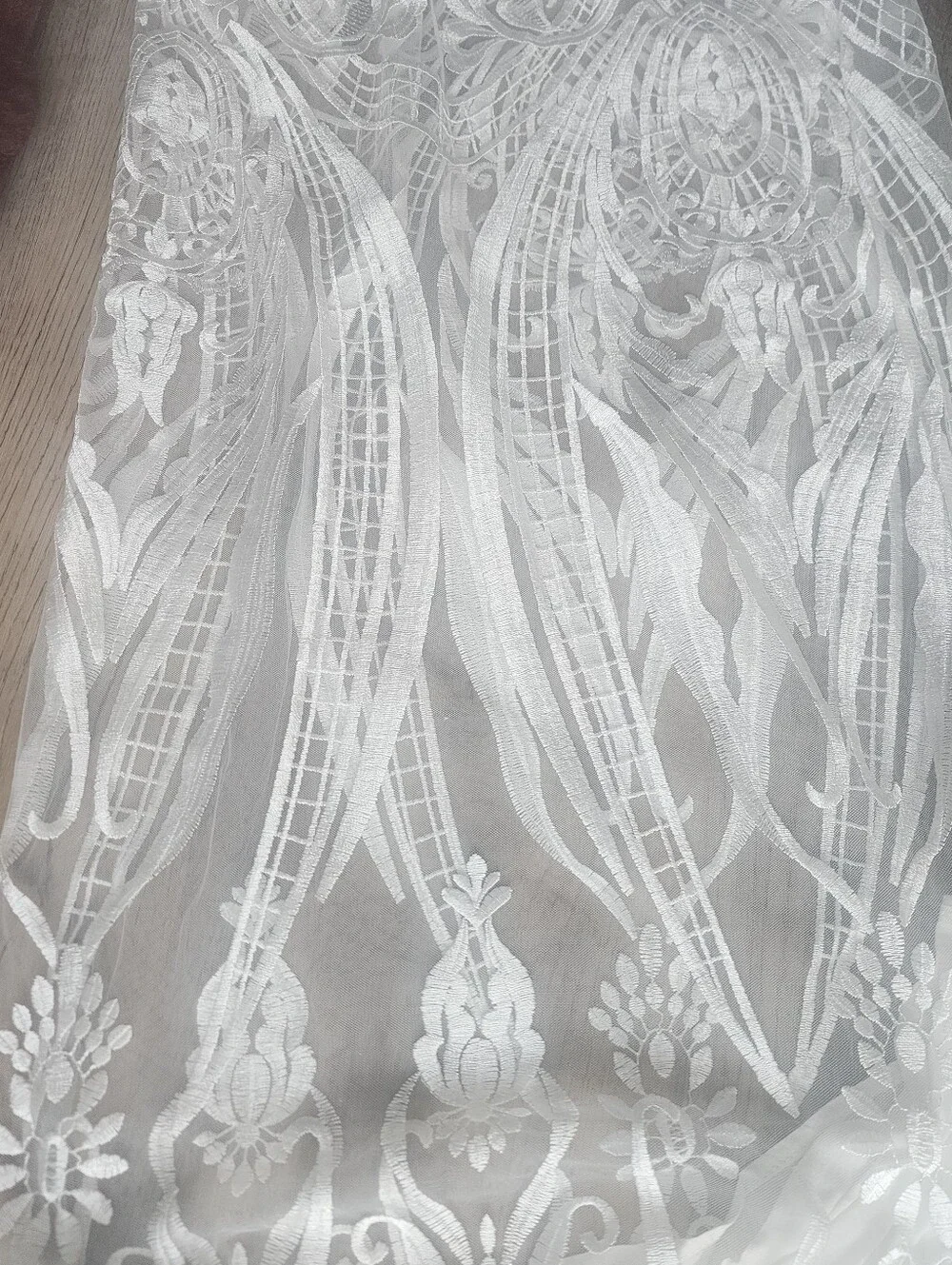 Sheer White Lace Wide-Leg Pants